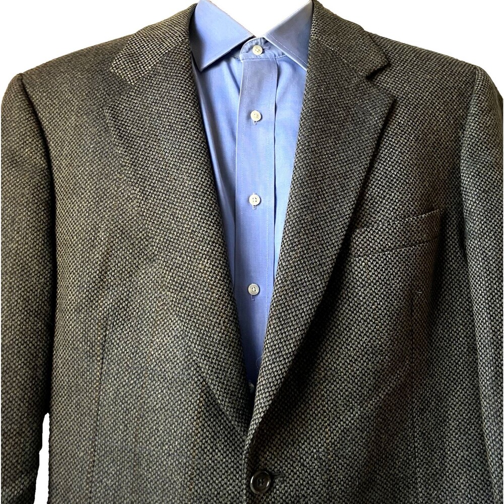 Brooks Brothers Sport Coat Vtg Wool Flannel 42 43 Check Stripe Gray Black USA